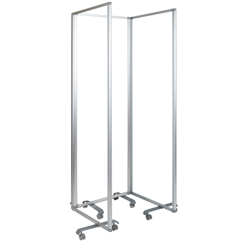 Transparent Acrylic Mobile Partition with Lockable Casters, 72"H x 24"L (3 Sections Included)