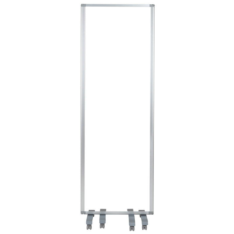 Transparent Acrylic Mobile Partition with Lockable Casters, 72"H x 24"L (3 Sections Included)