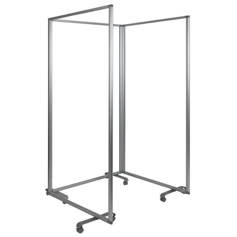 Transparent Acrylic Mobile Partition with Lockable Casters, 72"H x 36"L (3 Sections Included)