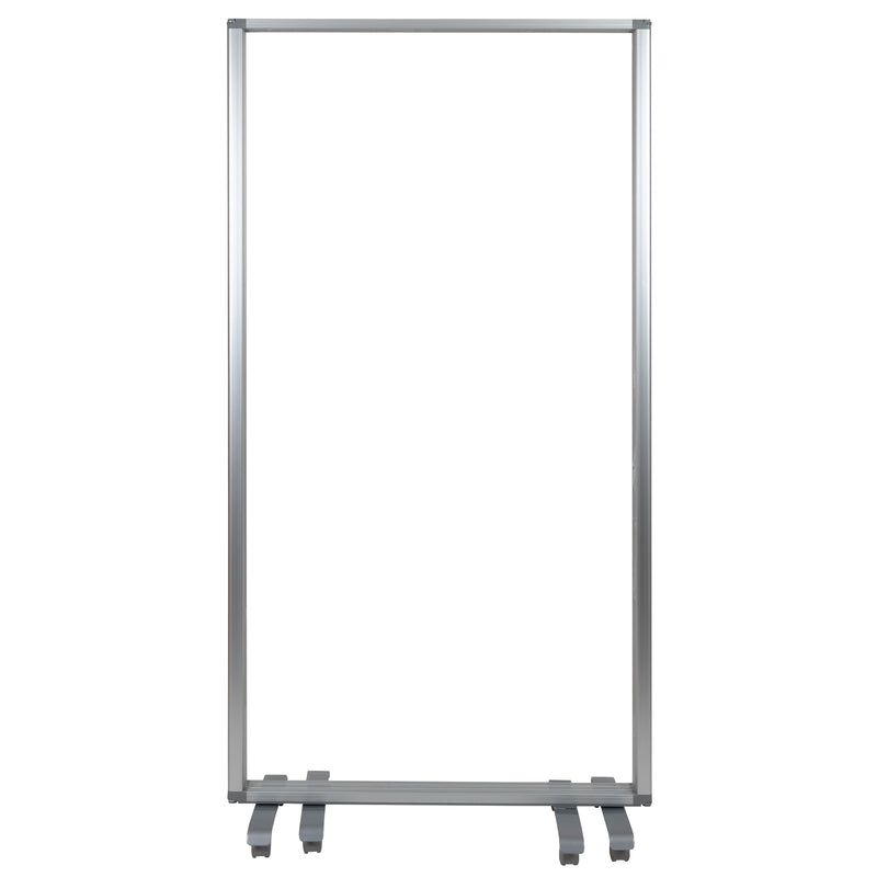 Transparent Acrylic Mobile Partition with Lockable Casters, 72"H x 36"L (3 Sections Included)