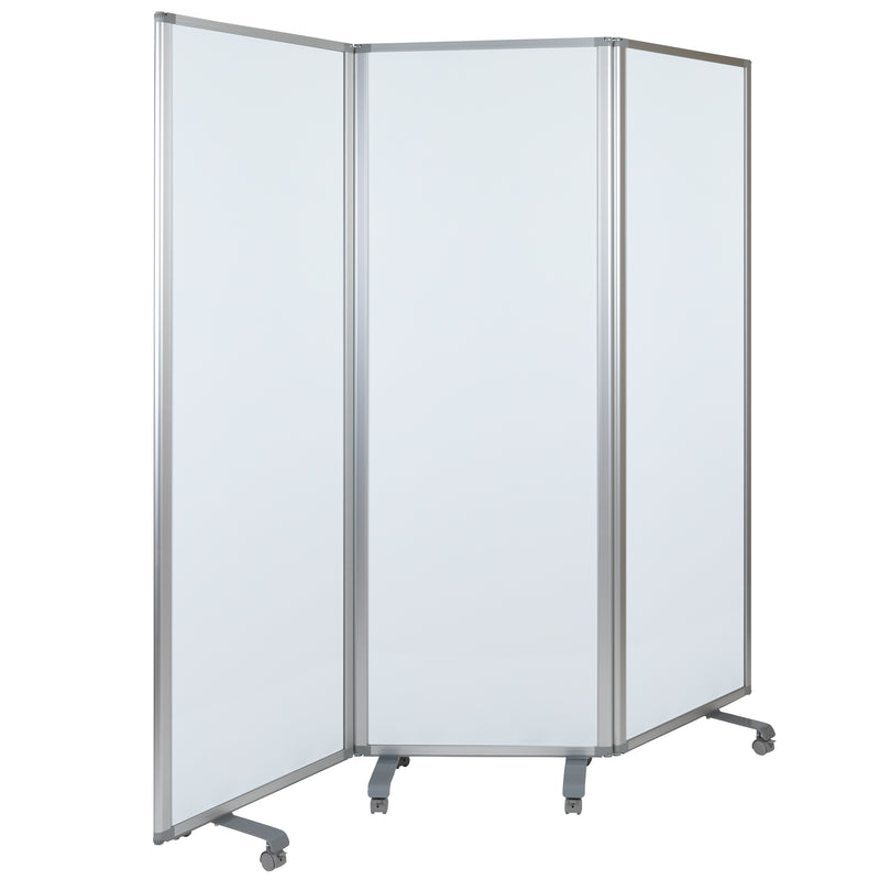 Mobile Magnetic Whiteboard Partition with Lockable Casters, 72"H x 24"W (3 sections included)