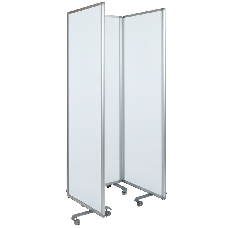 Mobile Magnetic Whiteboard Partition with Lockable Casters, 72"H x 24"W (3 sections included)