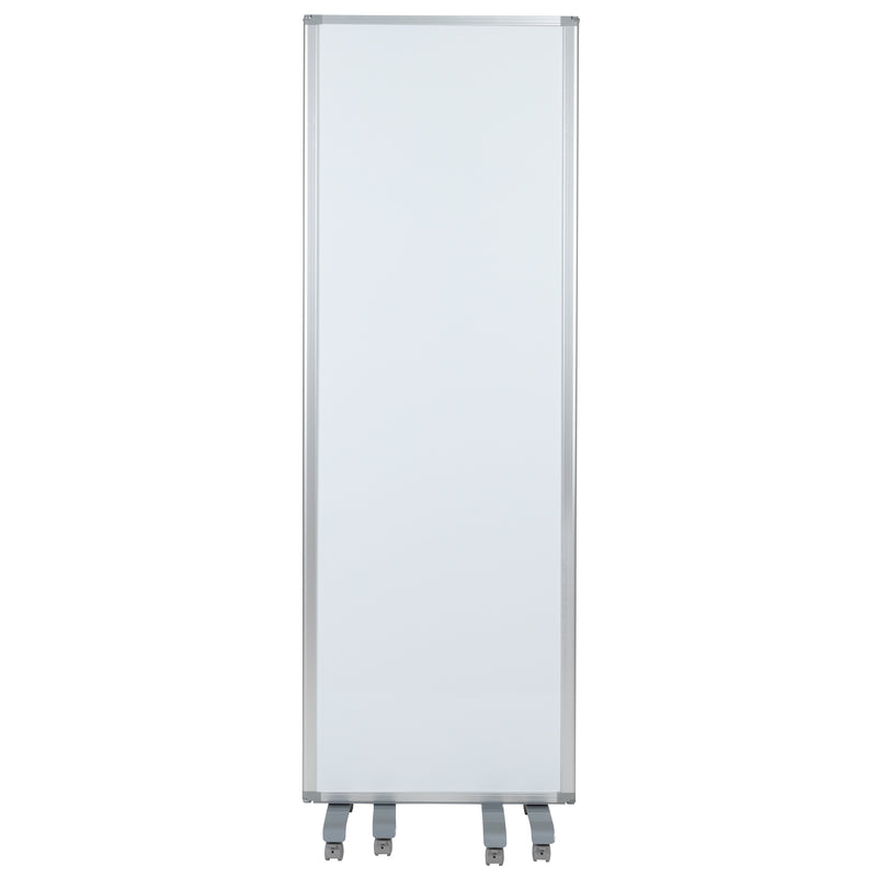 Mobile Magnetic Whiteboard Partition with Lockable Casters, 72"H x 24"W (3 sections included)