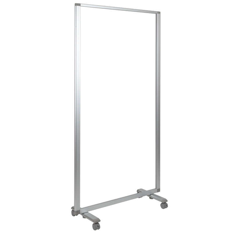 Transparent Acrylic Mobile Partition with Lockable Casters, 72"H x 36"L