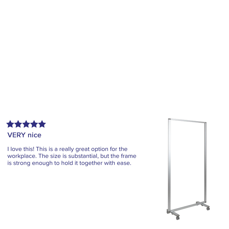 Transparent Acrylic Mobile Partition with Lockable Casters, 72"H x 36"L