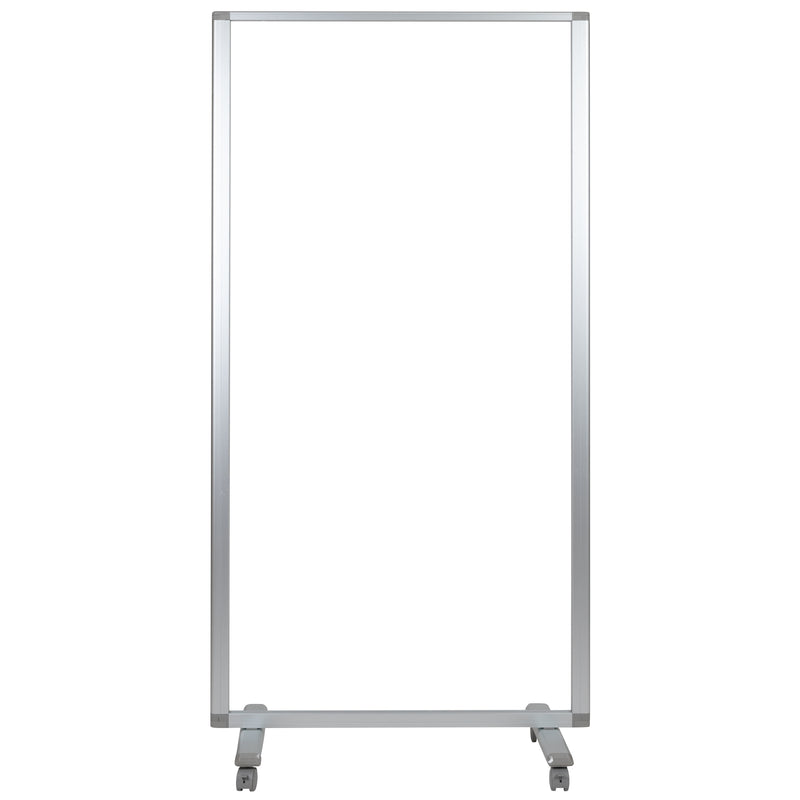 Transparent Acrylic Mobile Partition with Lockable Casters, 72"H x 36"L