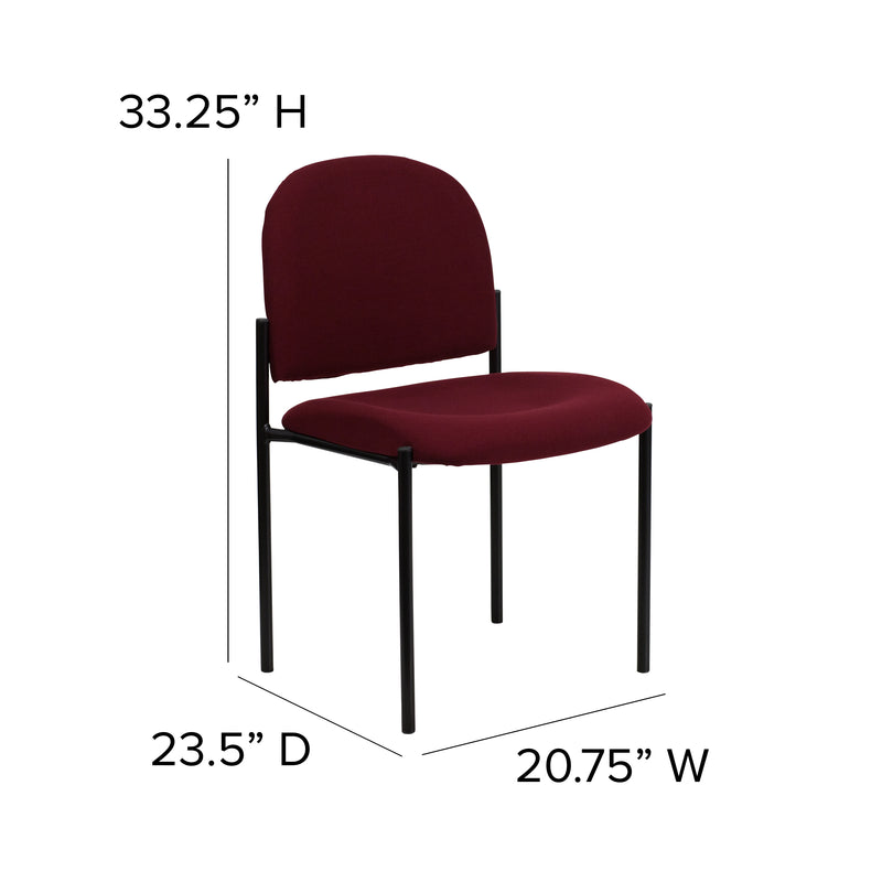 Comfort Burgundy Fabric Stackable Steel Side Reception Chair