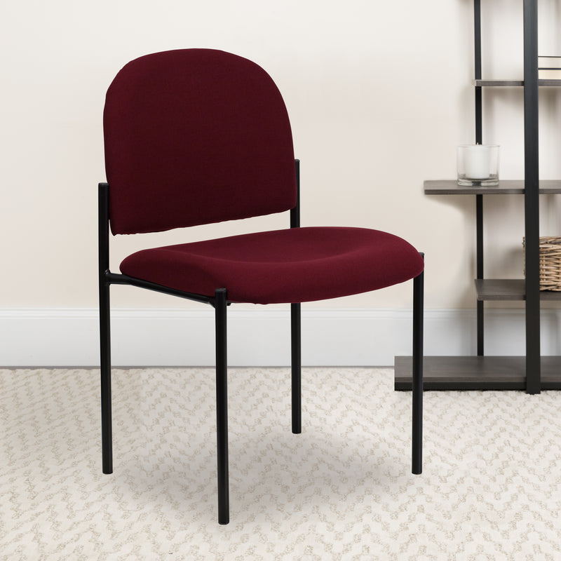 Comfort Burgundy Fabric Stackable Steel Side Reception Chair