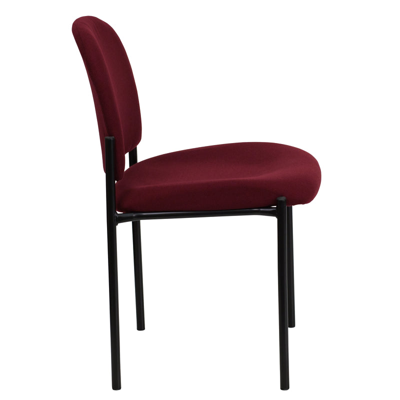 Comfort Burgundy Fabric Stackable Steel Side Reception Chair