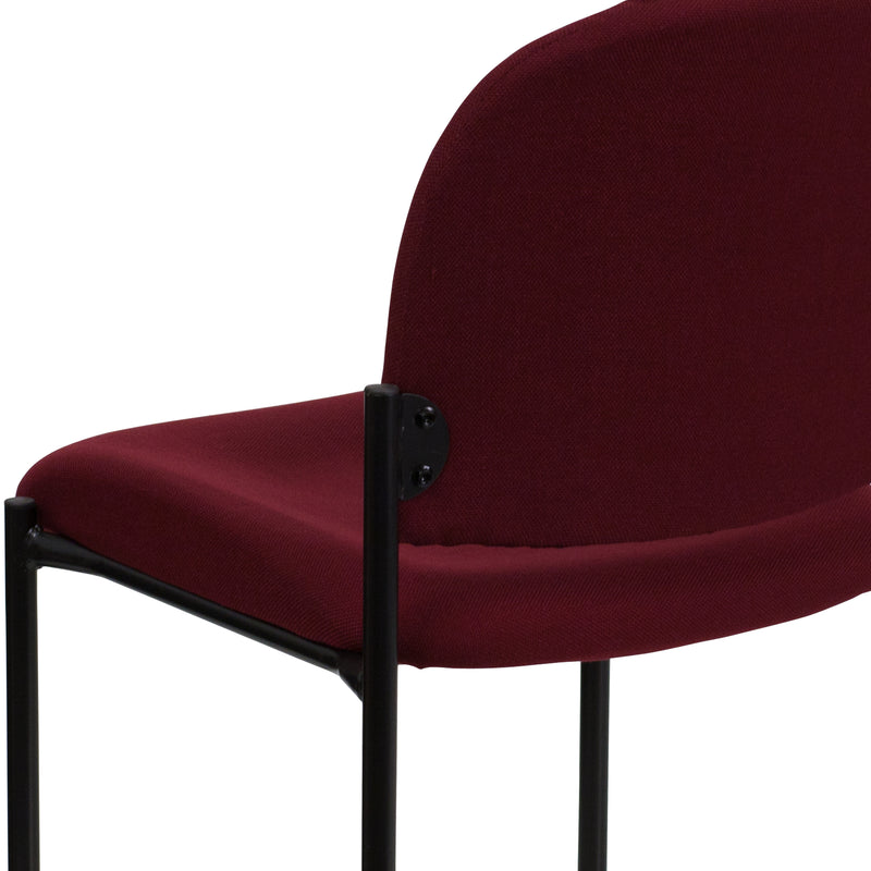 Comfort Burgundy Fabric Stackable Steel Side Reception Chair