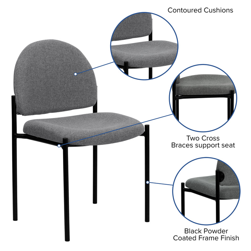 Comfort Gray Fabric Stackable Steel Side Reception Chair