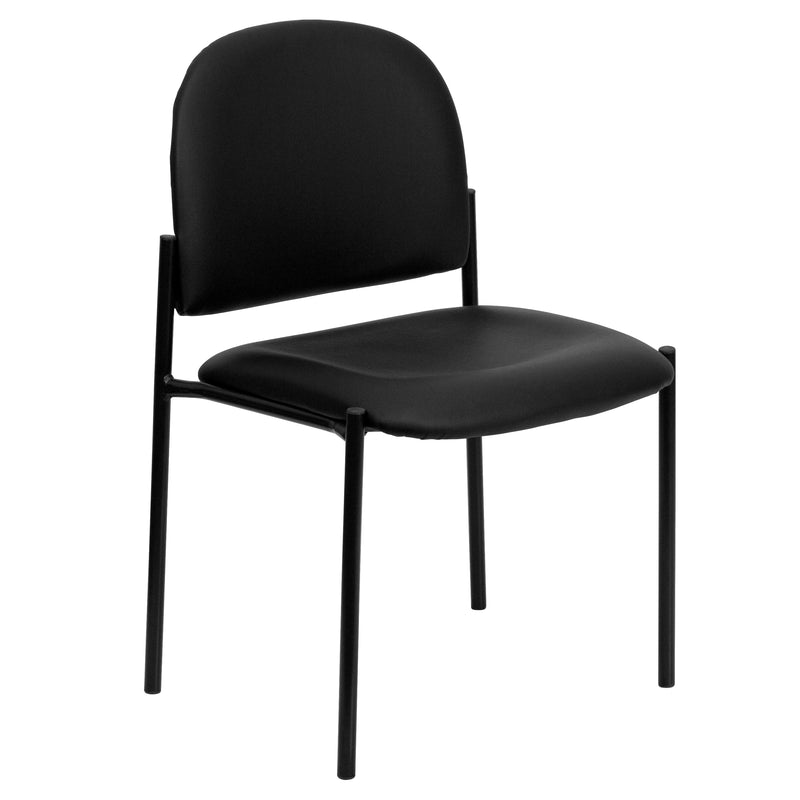 Comfort Black Vinyl Stackable Steel Side Reception Chair