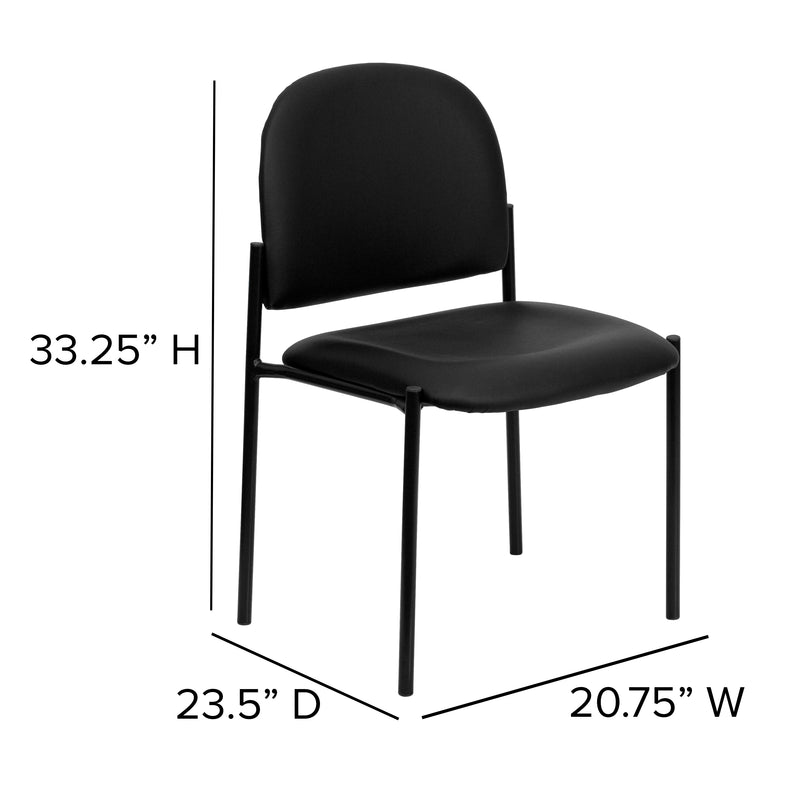 Comfort Black Vinyl Stackable Steel Side Reception Chair