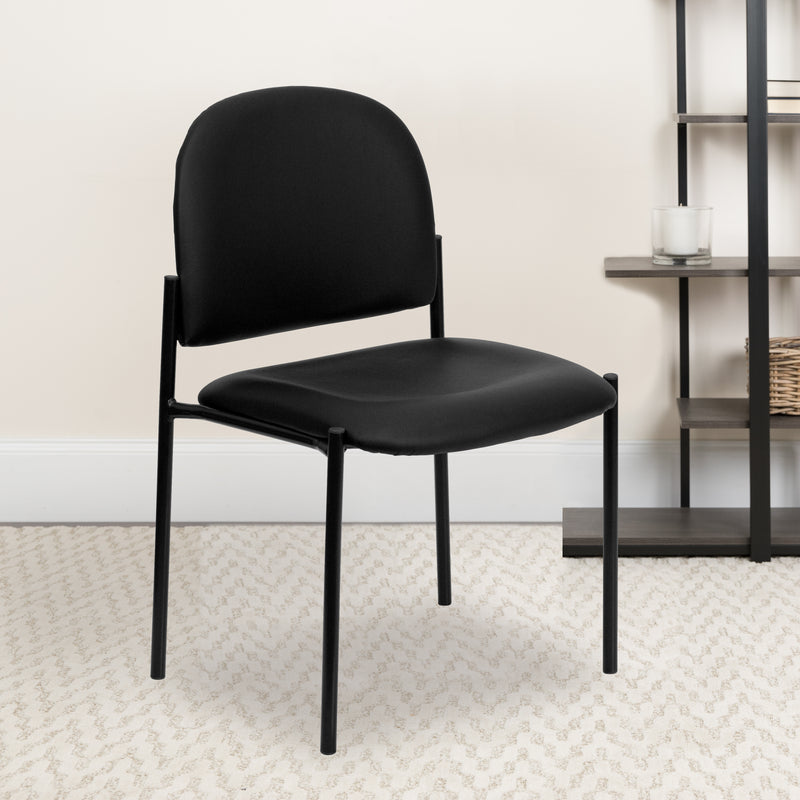 Comfort Black Vinyl Stackable Steel Side Reception Chair