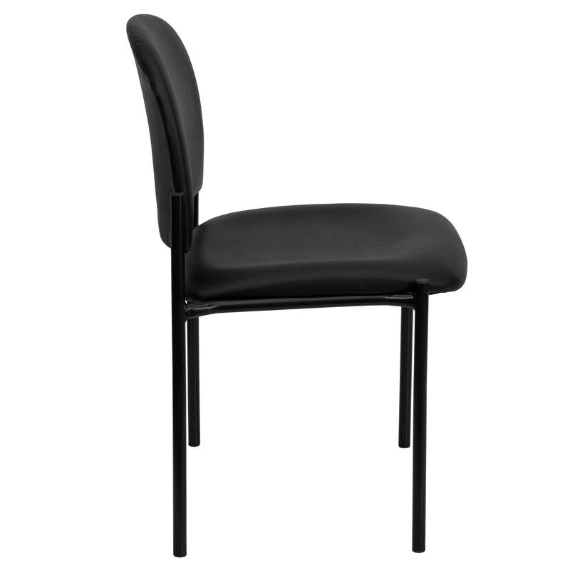 Comfort Black Vinyl Stackable Steel Side Reception Chair