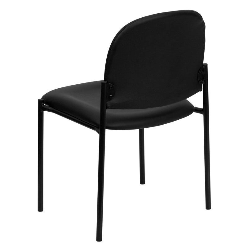 Comfort Black Vinyl Stackable Steel Side Reception Chair