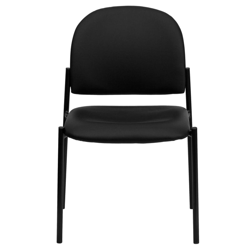 Comfort Black Vinyl Stackable Steel Side Reception Chair