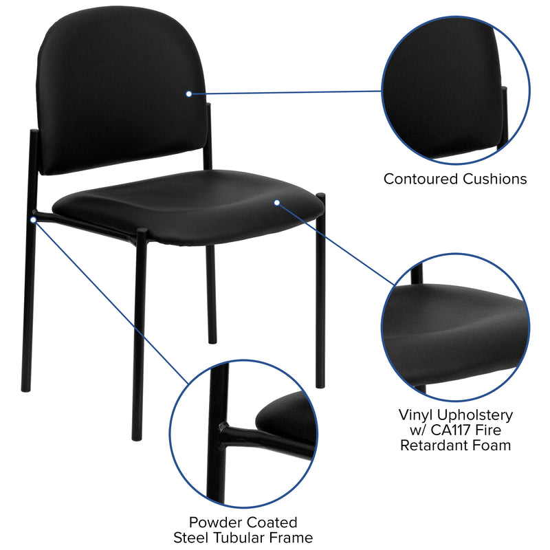 Comfort Black Vinyl Stackable Steel Side Reception Chair