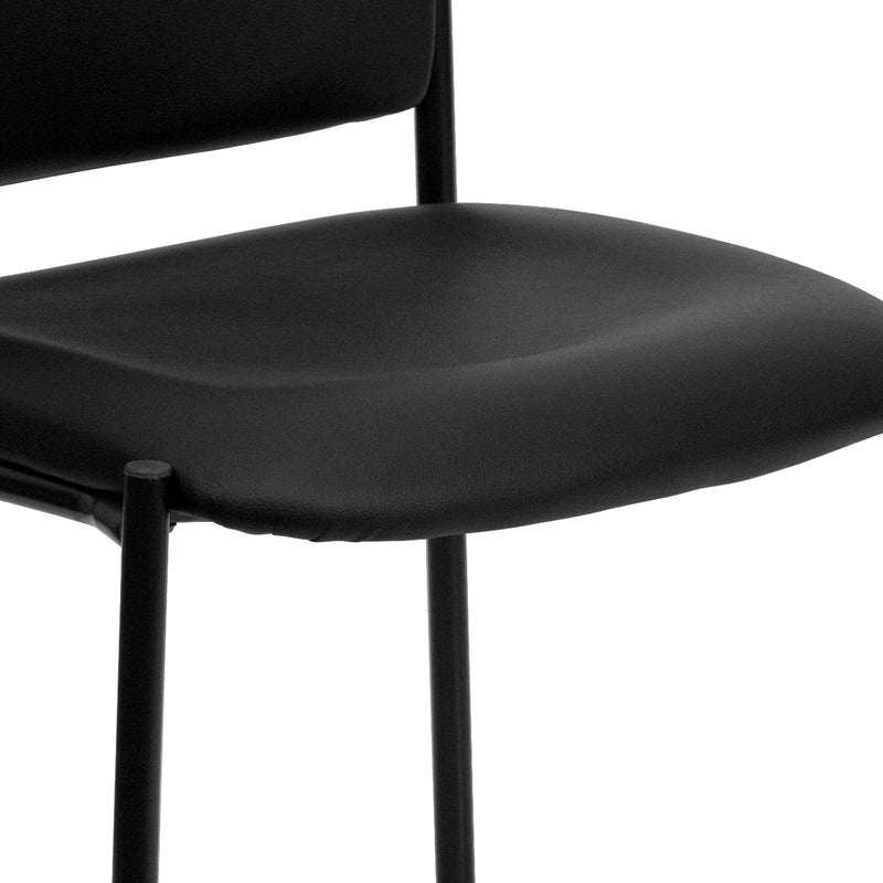 Comfort Black Vinyl Stackable Steel Side Reception Chair