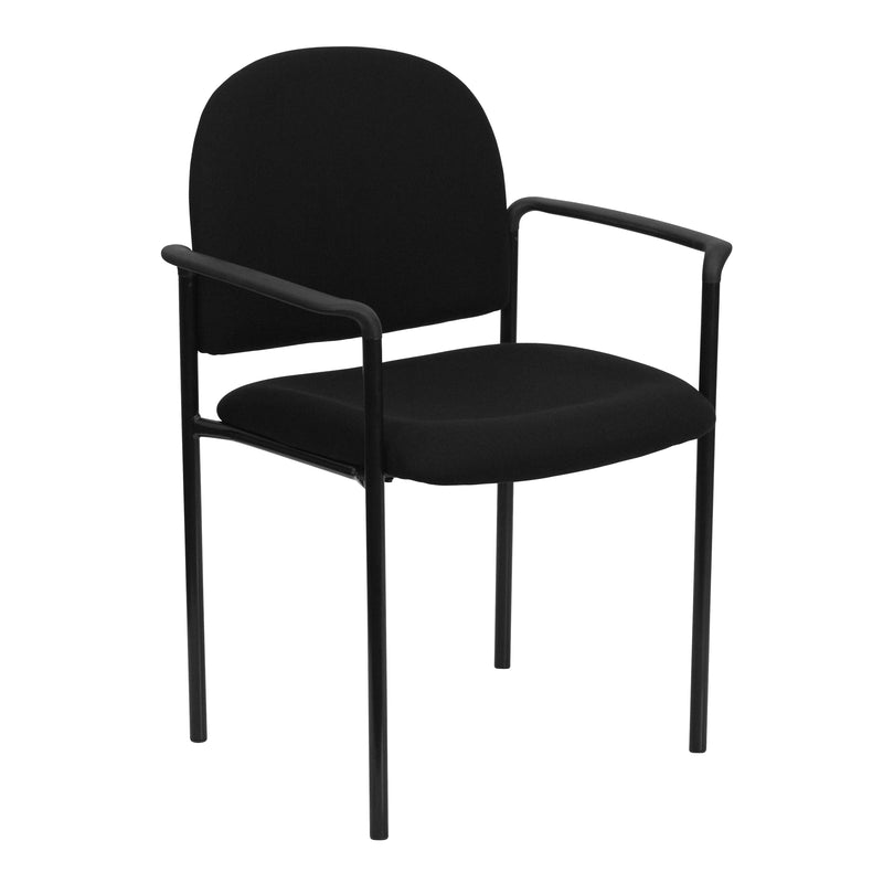 Comfort Black Fabric Stackable Steel Side Reception Chair with Arms