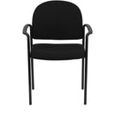 Comfort Black Fabric Stackable Steel Side Reception Chair with Arms