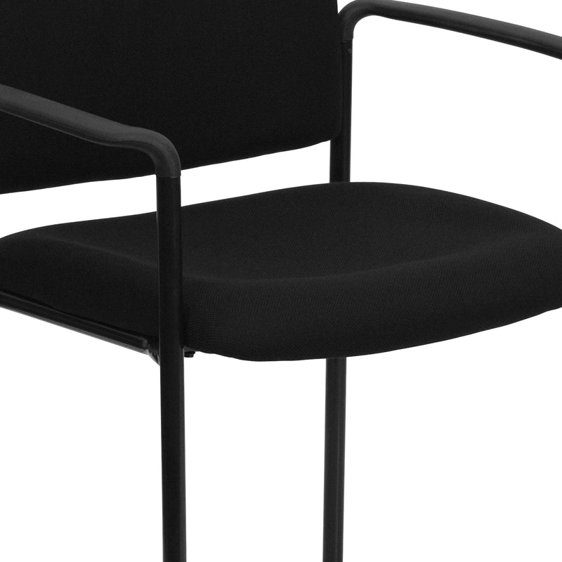 Comfort Black Fabric Stackable Steel Side Reception Chair with Arms