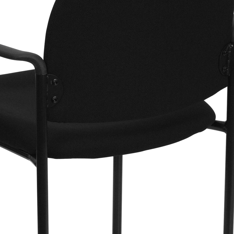 Comfort Black Fabric Stackable Steel Side Reception Chair with Arms