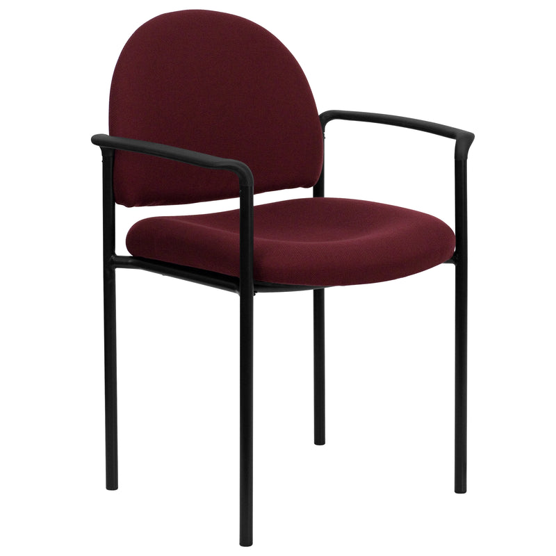 Comfort Burgundy Fabric Stackable Steel Side Reception Chair with Arms