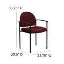 Comfort Burgundy Fabric Stackable Steel Side Reception Chair with Arms