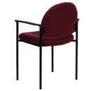 Comfort Burgundy Fabric Stackable Steel Side Reception Chair with Arms