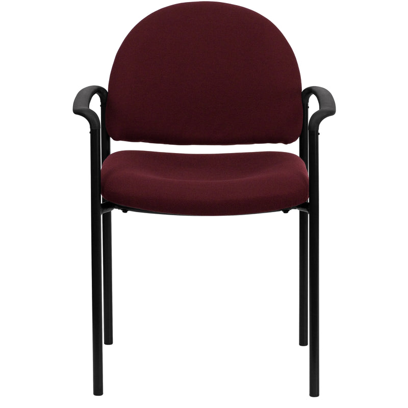 Comfort Burgundy Fabric Stackable Steel Side Reception Chair with Arms