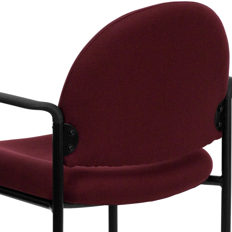 Comfort Burgundy Fabric Stackable Steel Side Reception Chair with Arms