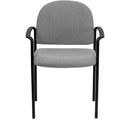 Comfort Gray Fabric Stackable Steel Side Reception Chair with Arms