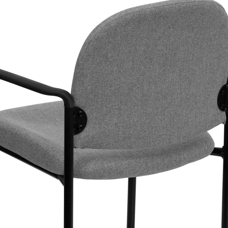 Comfort Gray Fabric Stackable Steel Side Reception Chair with Arms