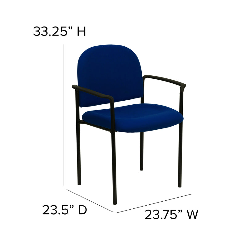 Comfort Navy Fabric Stackable Steel Side Reception Chair with Arms