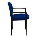 Comfort Navy Fabric Stackable Steel Side Reception Chair with Arms