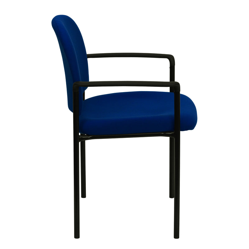 Comfort Navy Fabric Stackable Steel Side Reception Chair with Arms