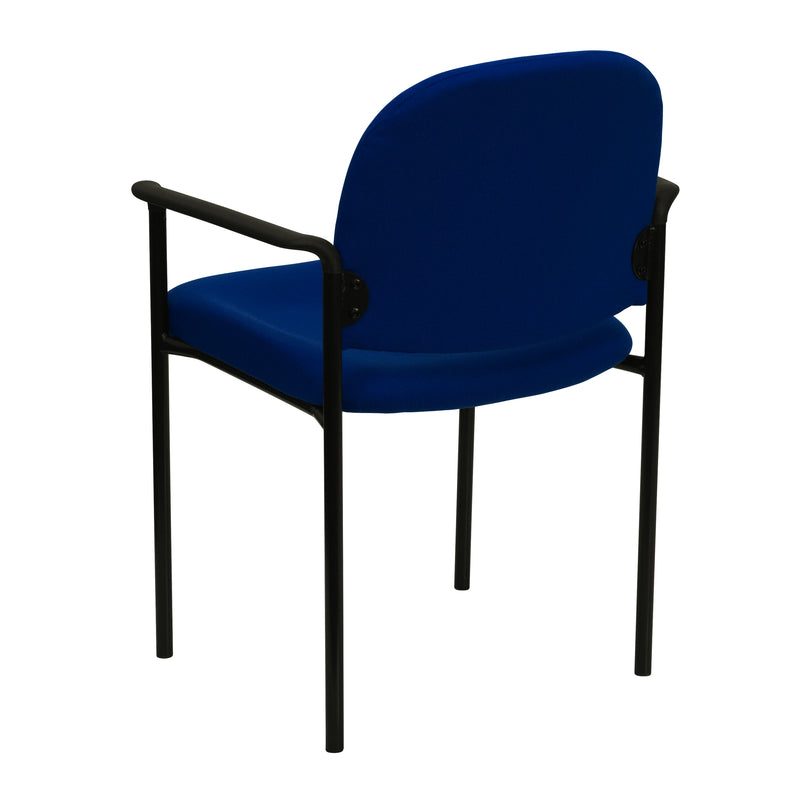 Comfort Navy Fabric Stackable Steel Side Reception Chair with Arms