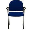 Comfort Navy Fabric Stackable Steel Side Reception Chair with Arms