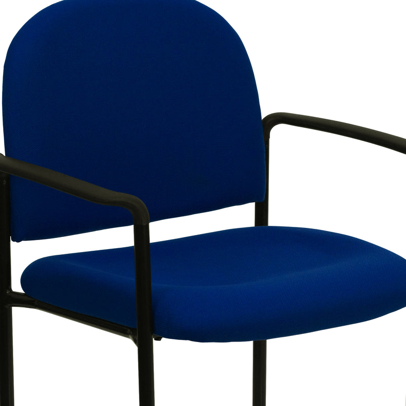 Comfort Navy Fabric Stackable Steel Side Reception Chair with Arms