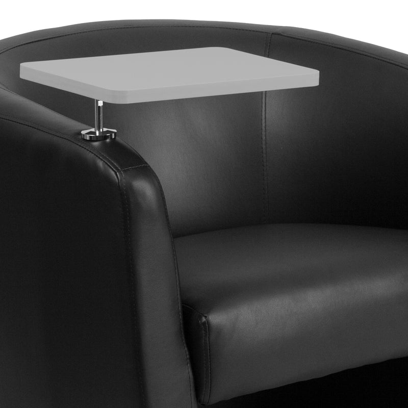 Black LeatherSoft Guest Chair with Tablet Arm, Chrome Legs and Under Seat Storage