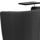 Charcoal Gray Fabric Guest Chair with Tablet Arm, Chrome Legs and Under Seat Storage