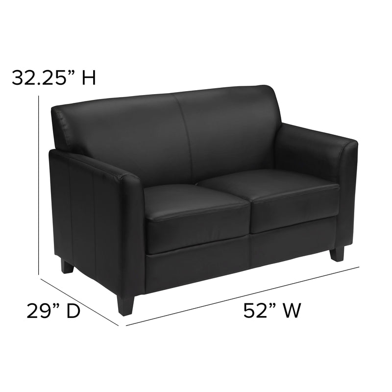 SINGLEWAVE Diplomat Series Black LeatherSoft Loveseat