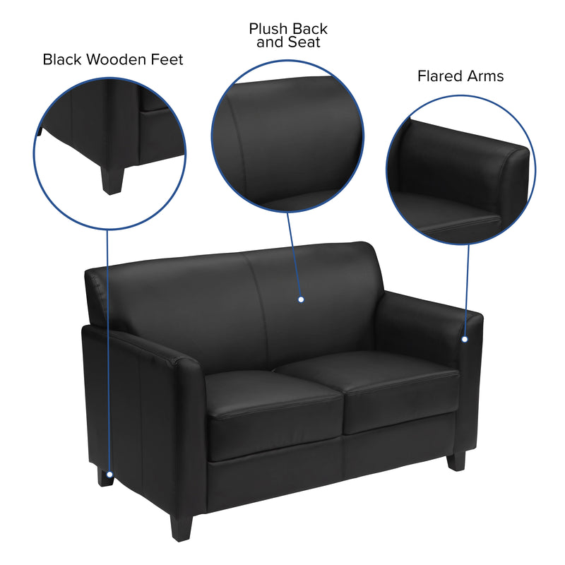 SINGLEWAVE Diplomat Series Black LeatherSoft Loveseat