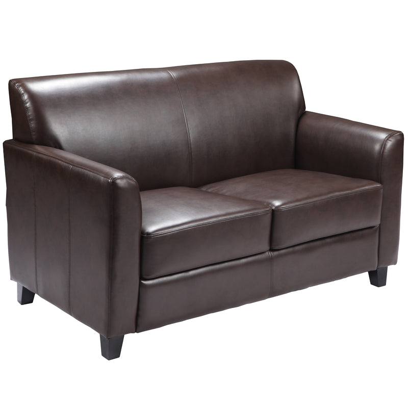 SINGLEWAVE Diplomat Series Brown LeatherSoft Loveseat