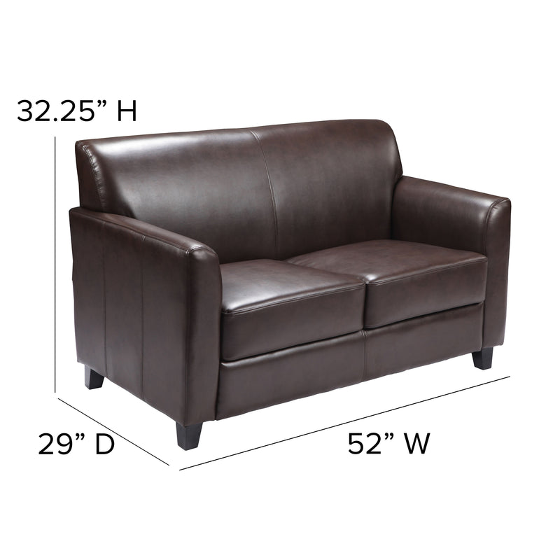 SINGLEWAVE Diplomat Series Brown LeatherSoft Loveseat