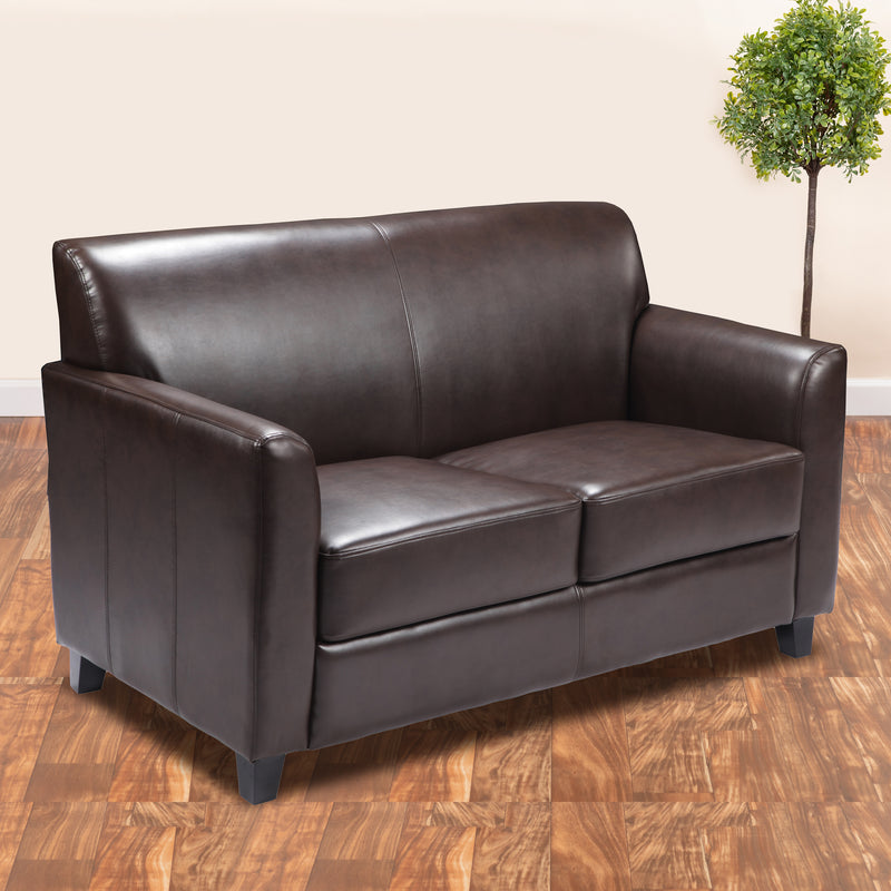 SINGLEWAVE Diplomat Series Brown LeatherSoft Loveseat