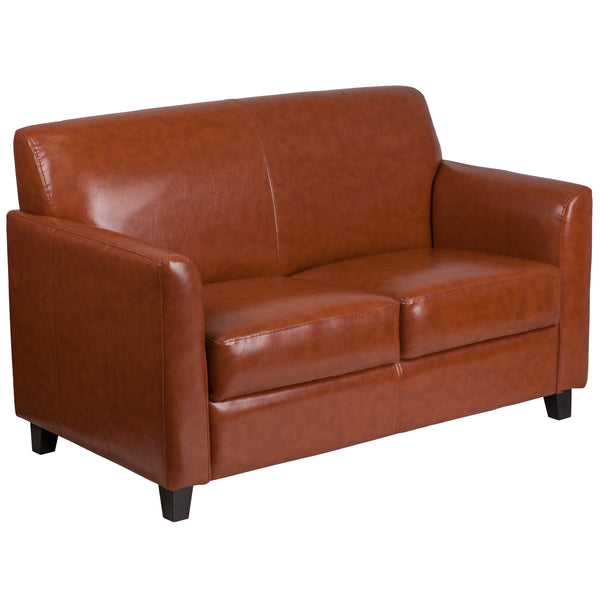 SINGLEWAVE Diplomat Series Cognac LeatherSoft Loveseat