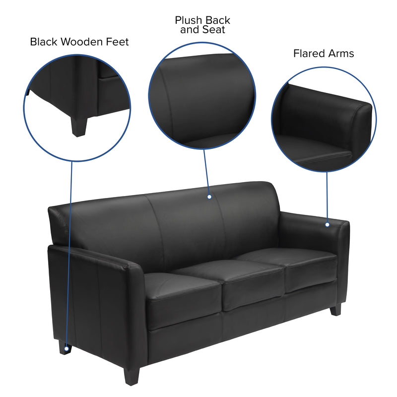 SINGLEWAVE Diplomat Series Black LeatherSoft Sofa