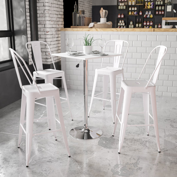 23.75'' Square Adjustable Height White Wood Table (Adjustable Range 33'' - 40.5'')